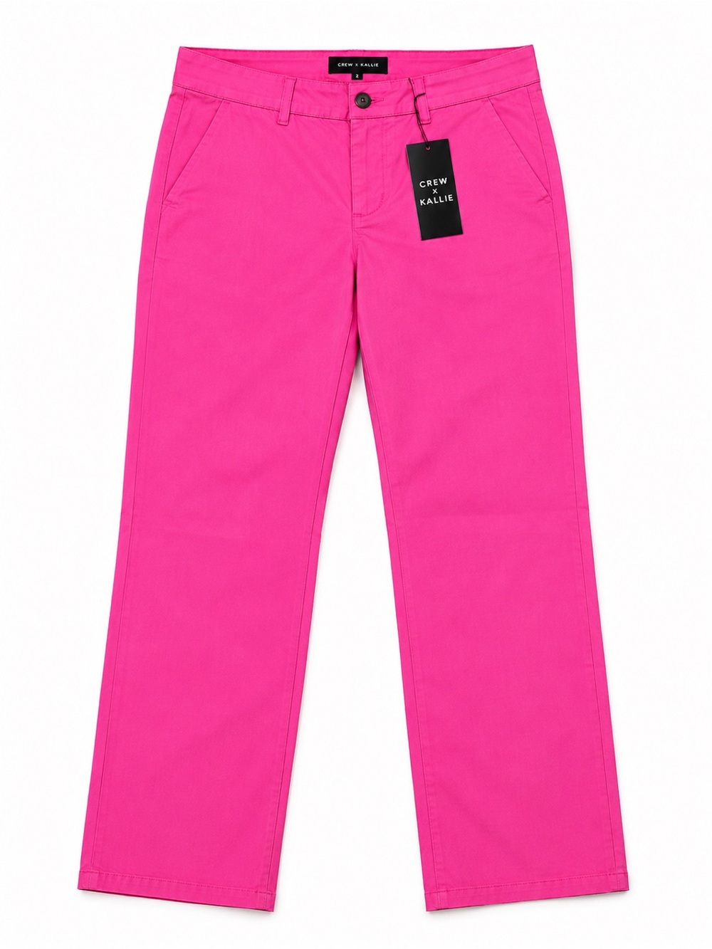 Crew x Kallie Womens Pants Size 2 Hot Pink Straight Leg NWT